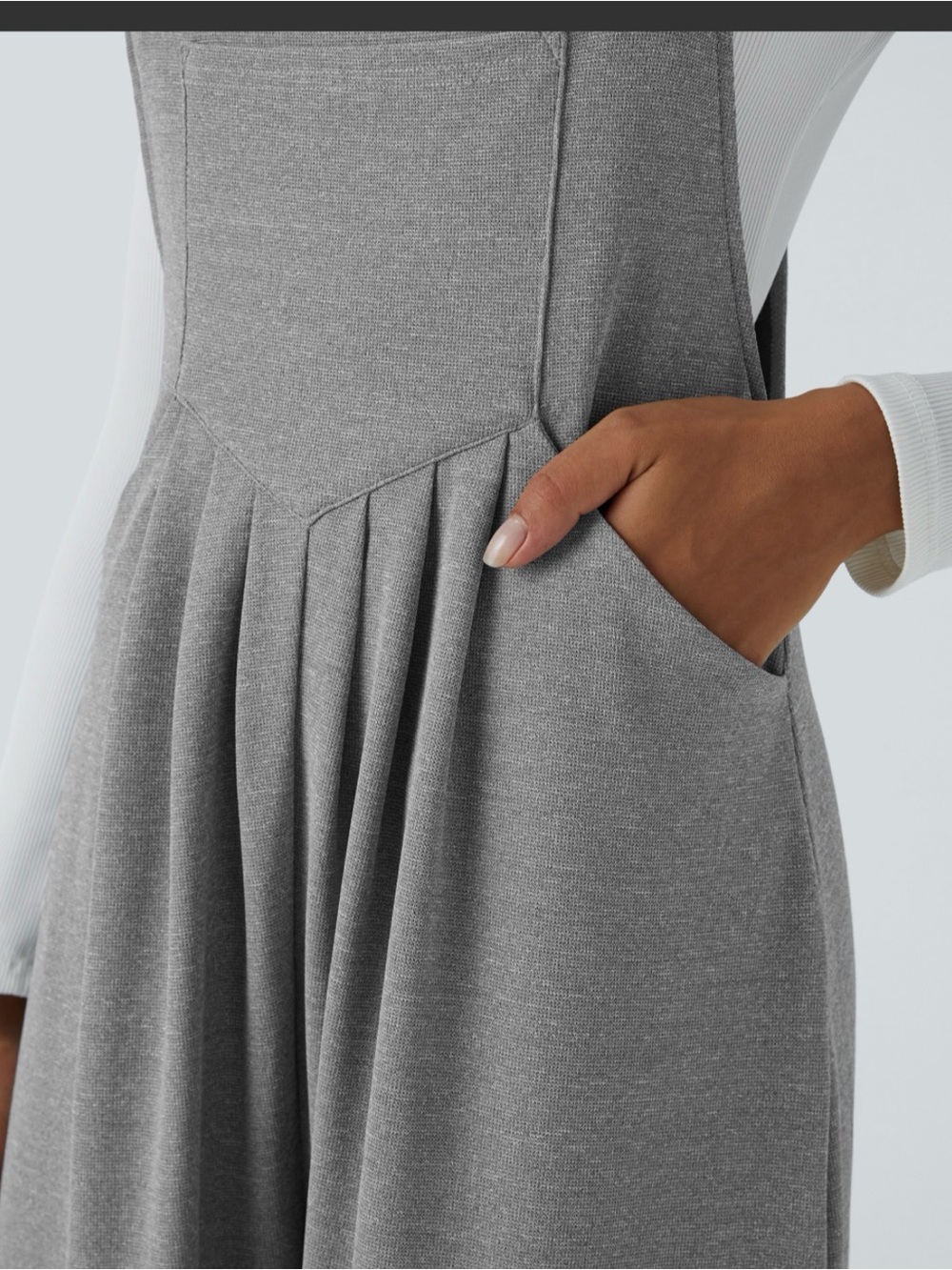 Wide-Leg HALARA Overall Jumpsuit in Light Gray S EUC - Picture 3 of 5